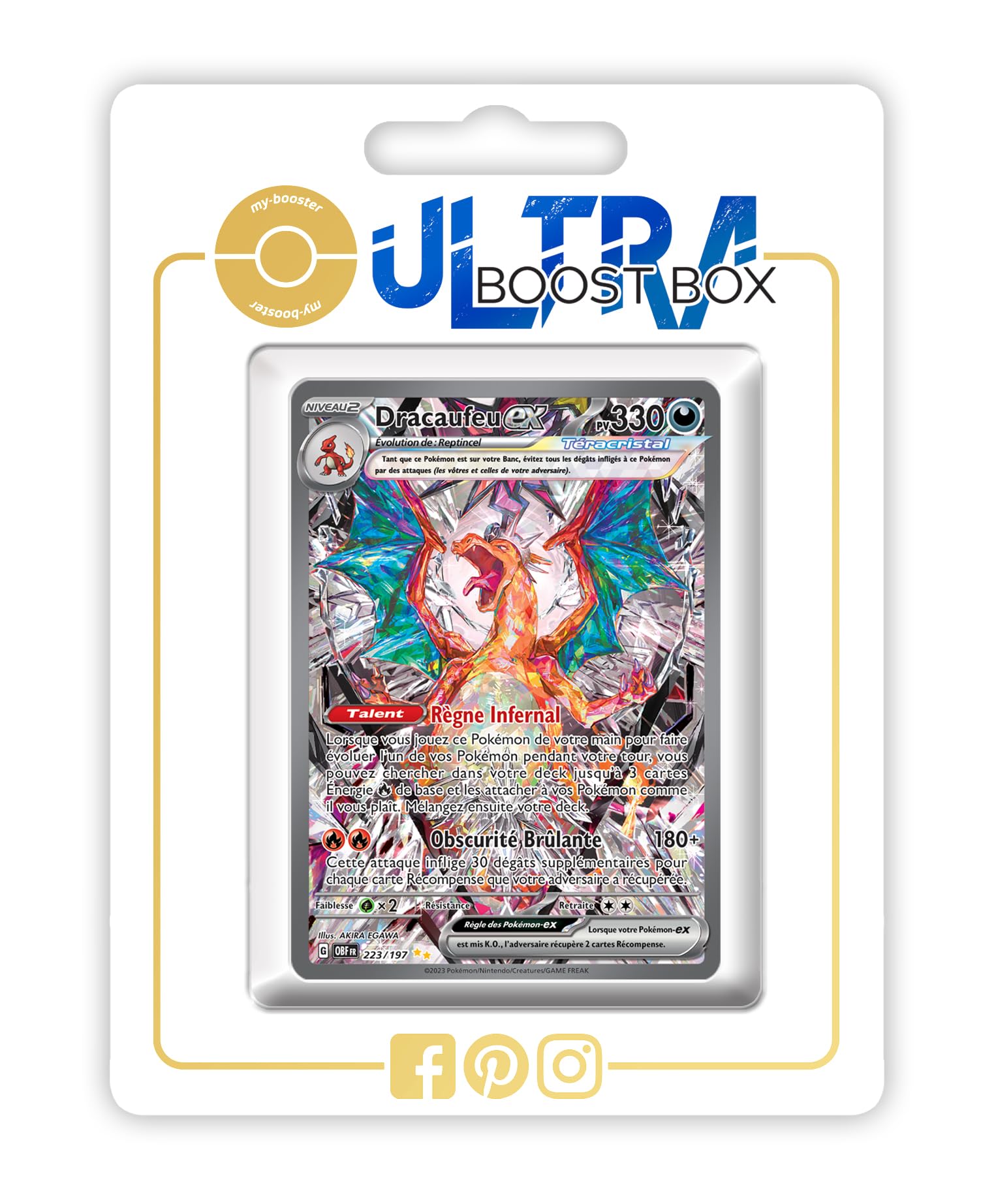 CARTE POKÉMON : Dracaufeu EX 228/197 OBF Flammes Obsidiennes Française CARTE POKÉMON : Dracaufeu EX 228/197 OBF Flammes Obsidiennes Française