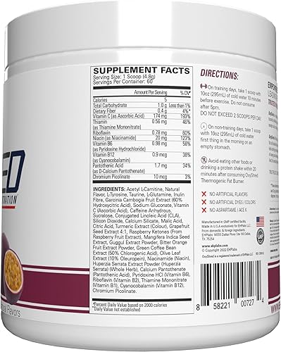 Miniatura 30 de EHP Labs OxyShred - Polvo termogénico para antes del entrenamiento y suplemento para adelgazar, clínicamente probado, con L-glutamina y