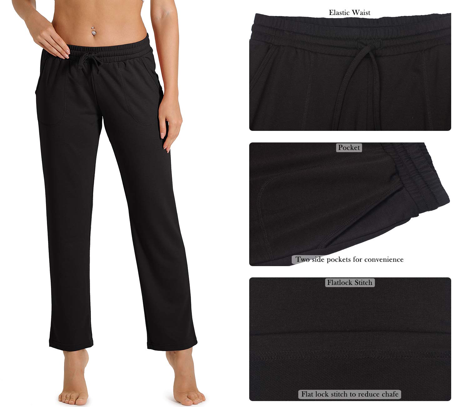 icyzone Pantaloni Donna Sportivi Larghi Casual Pantaloni Jogger Coulisse Regolabile con Tasche per Jogging Fitness Corsa