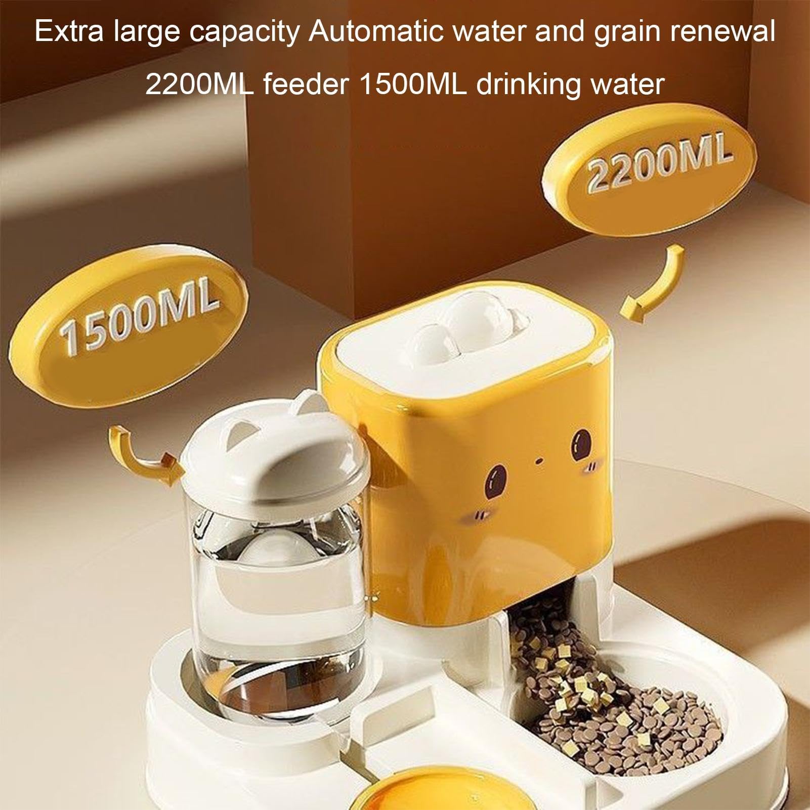 Futterautomat, Futter- und Wassernapf for Haustiere(Yellow)