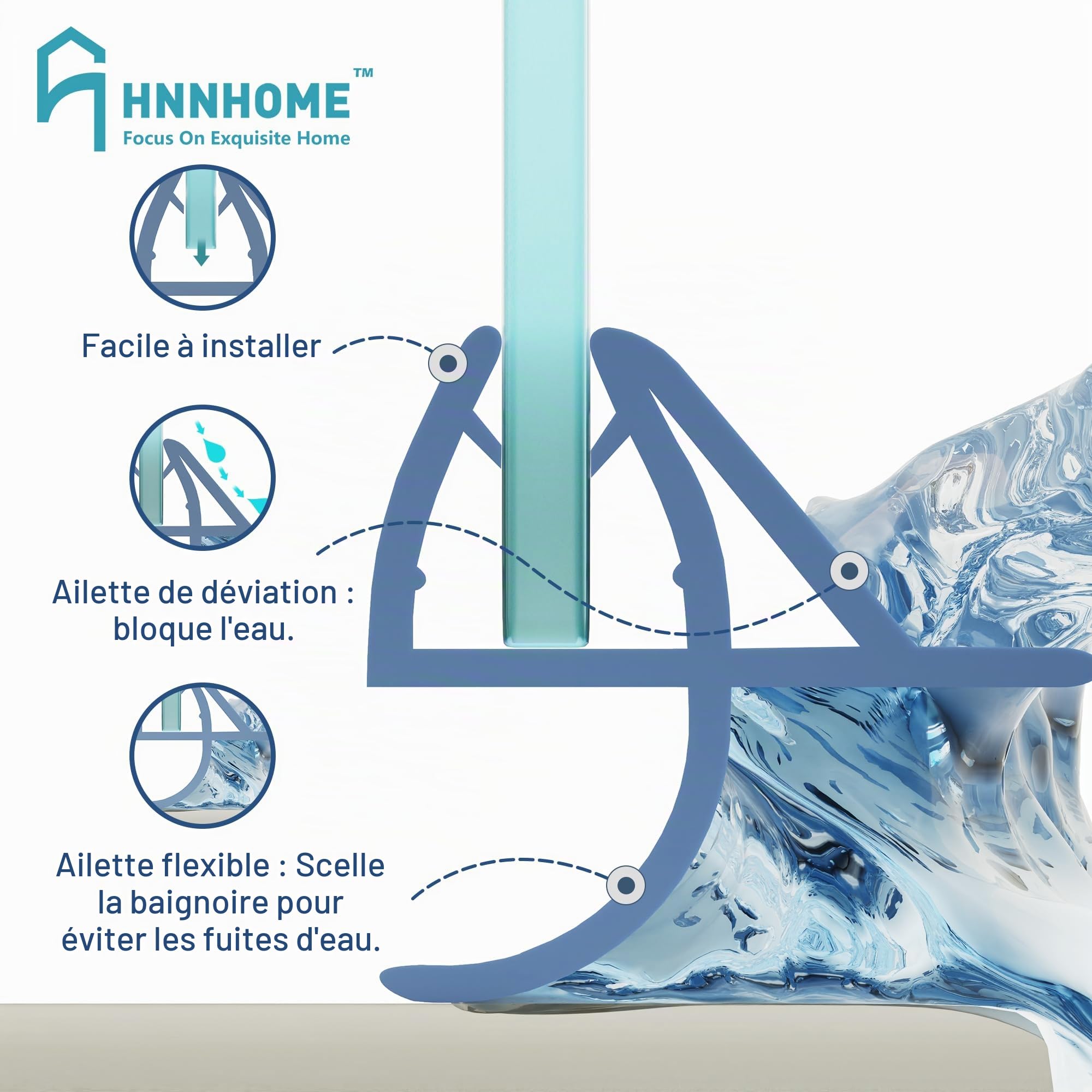 HNNHOME Joint d'étanchéité 870 mm de porte de douche en verre de 4-6 mm d’épaisseur avec écart jusqu'à 11 mm, design unique