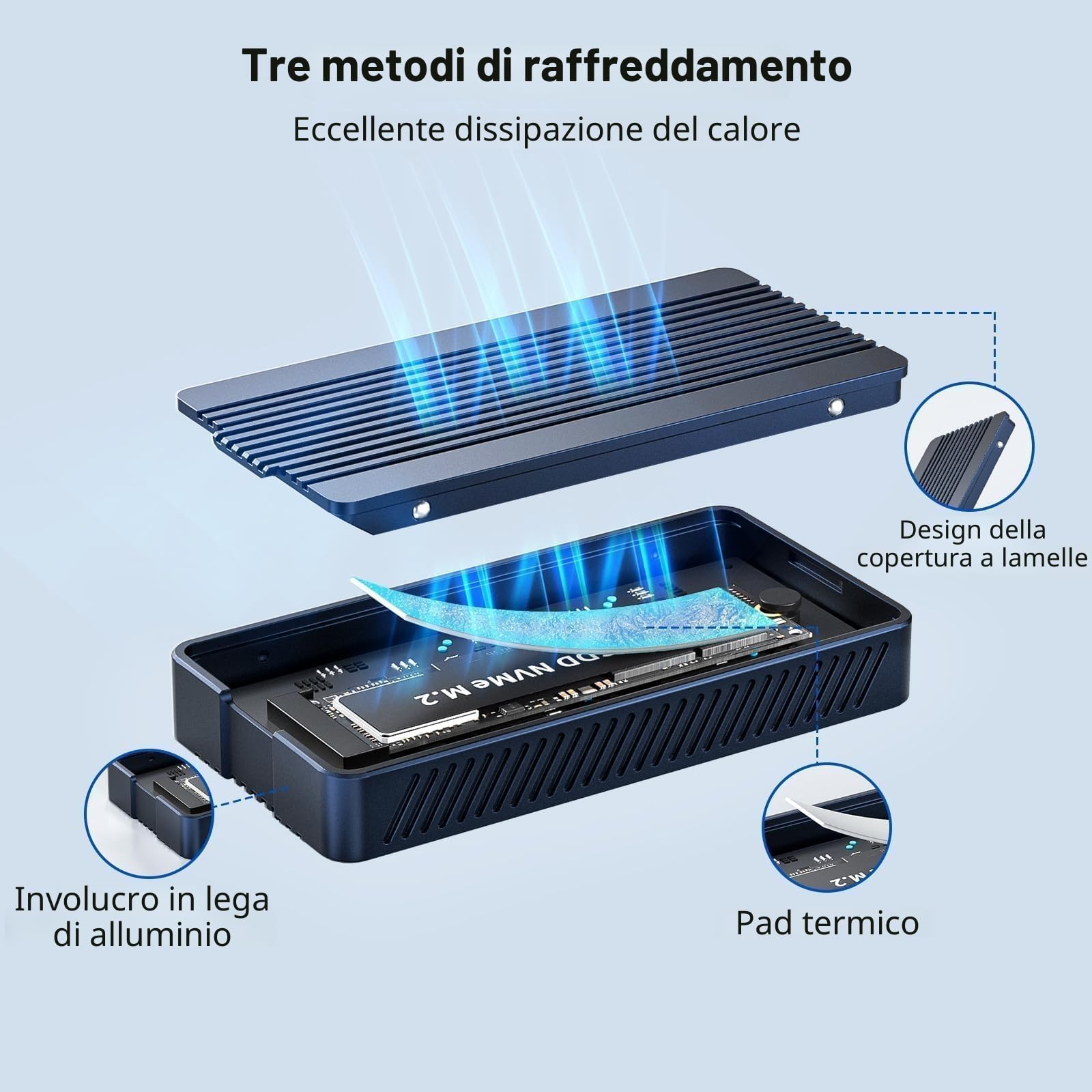 ACASIS Alloggiamento SSD M.2 NVMe da 40 Gbps, NVMe compatibile con USB 4/3,2/3,1/3,0/2,0, 2230 2242 2260 2280 SSD, USB C Case compatibile con MacBook M1 M2 Pro/Max