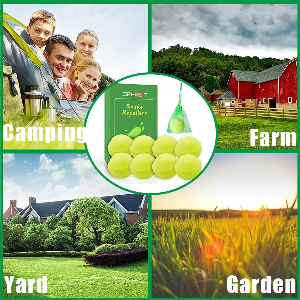 8 Pack Snake Repellent for Outdoors Pet Safe, Green Snake Repellent for Yard Powerful for Repelling Snakes and Other Pests, Snake Away Repellent for Outdoors Indoors Lawn Garden Camping Fishing