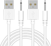 Bicmice 2.5 mm DC USB Töltőkábel Masszírozó Készülékekhez - Gyorstöltés, Réz Vezeték, 2 db Csomag, Fehér, 80 cm 1