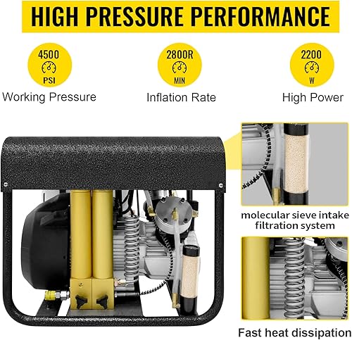 Vista 19 de TUXING Compresor de aire PCP de 4500 psi, filtro separador de agua y aceite de dos etapas integrado, versión de parada automática, para carga