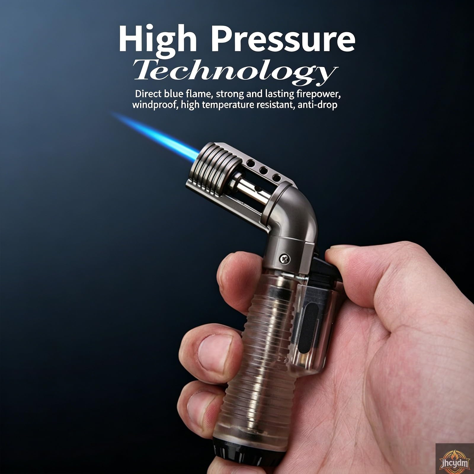 Briquet Torche Flamme réglable, réservoir de Carburant Transparent, Briquet Coupe-Vent Rechargeable au Butane, adapté aux Bougies, Feux de Camp, barbecues, poêles d'extérieur, etc.