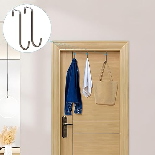 Vista 94 de FYY Ganchos para colgar sobre la puerta, paquete de 4 ganchos de goma para evitar arañazos, organizador resistente para sala de estar, baño