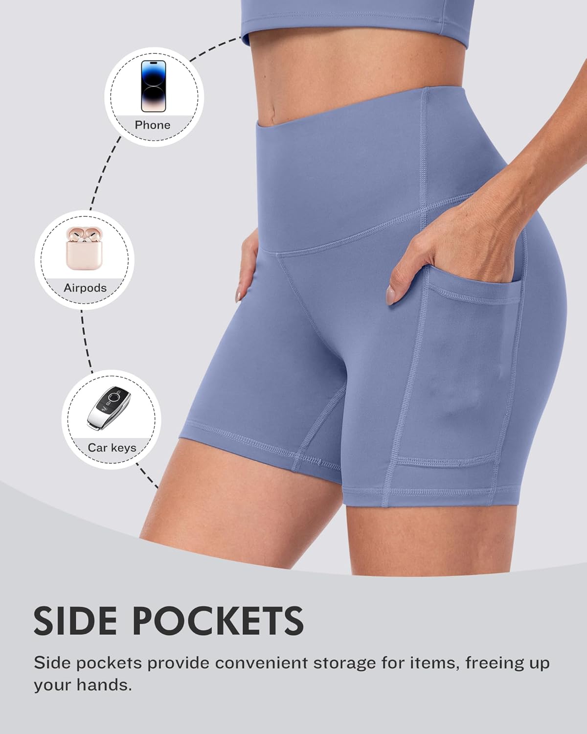 CHRLEISURE 6 Packs Womens Biker Shorts with Pocket, 5 Inch High Waisted Tummy Control Spandex Yoga Workout Shorts - Image 3