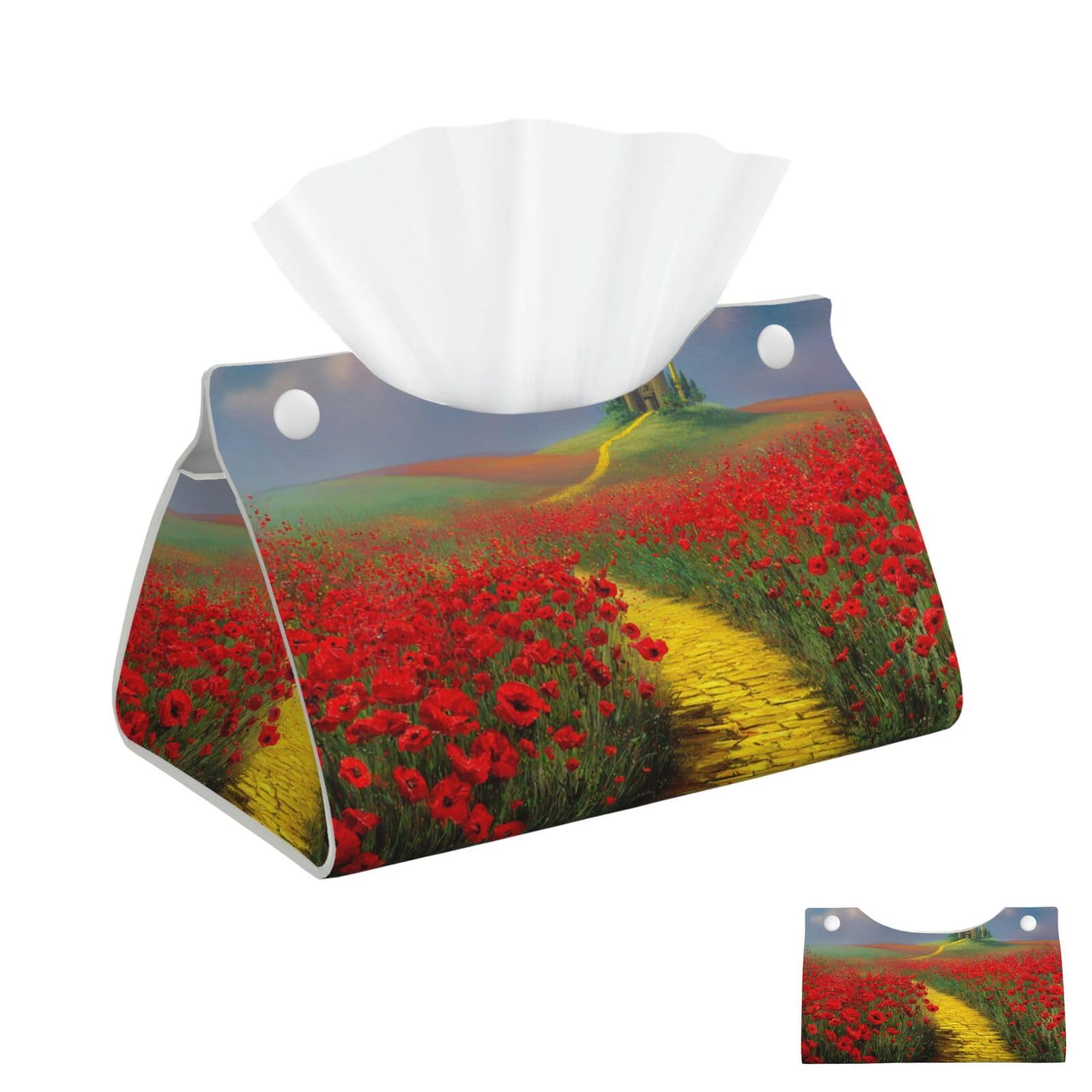 Poppies Field Yellow Brick Road Tissue Box Cover Square Cube Boxes