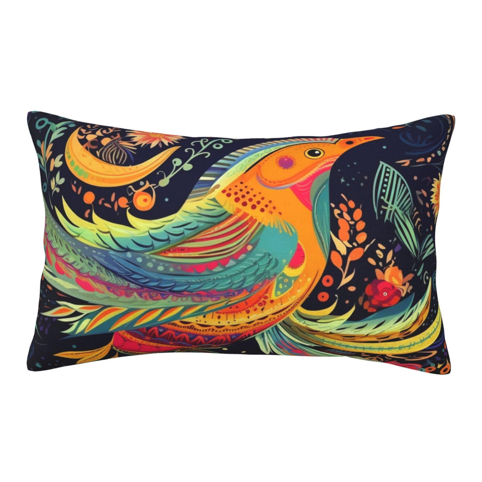 Velvet Pillowcases 20"x30" Ultra Soft Breathable Pillow Cases, Luxury Fuzzy Throw Pillow Covers with Zipper, Ethnic Style Birds Pillow Shams All Seasons Decorative Cushion Cases for Couch