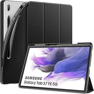 Capa Para Tablet Samsung Galaxy Tab S7 FE de 12.4” polegadas (SM-T730/T736B) 2021 WB - Auto hibernação, suporte para leitura, compartimento para S-Pen. (Preto)