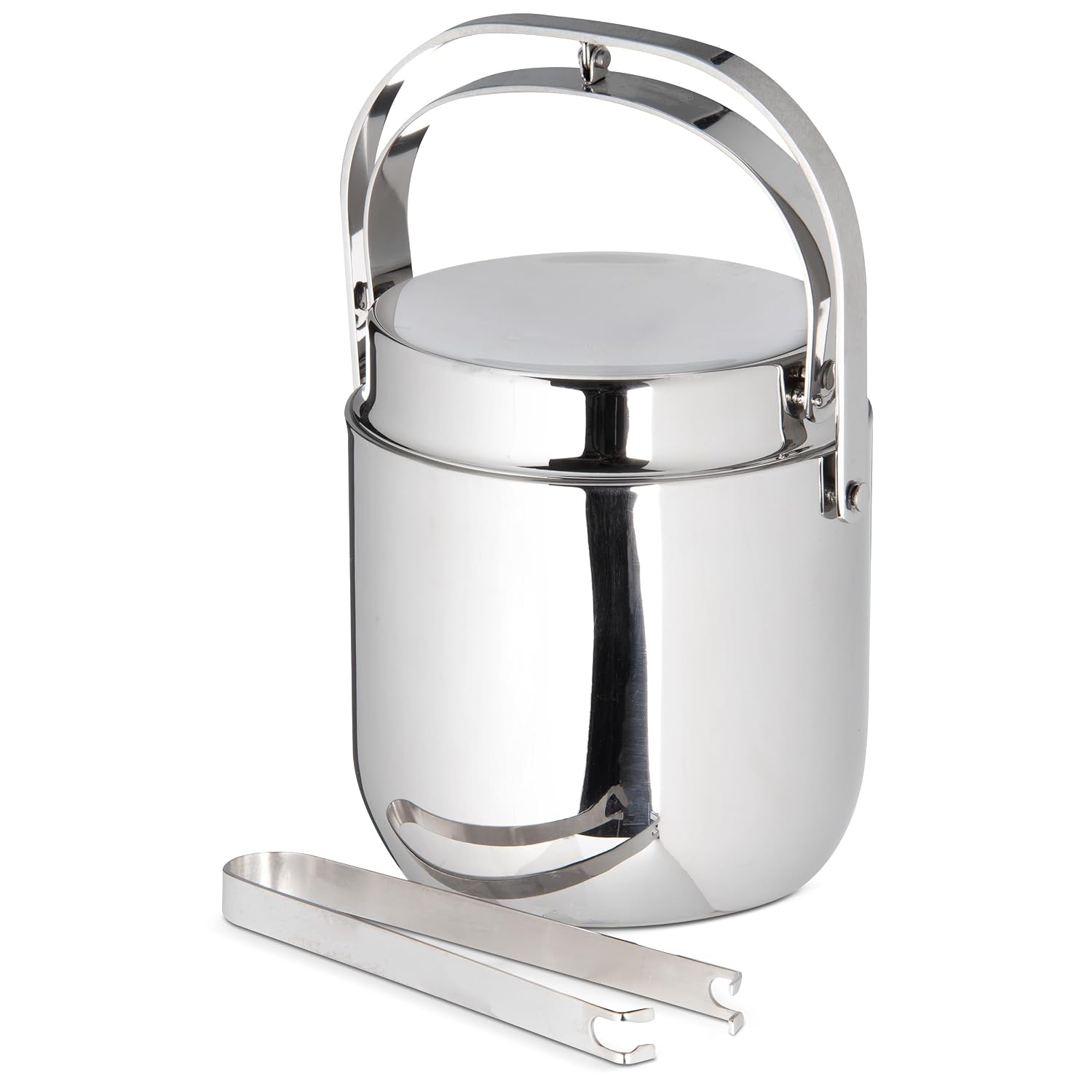 Carlisle FoodService Products Double Wall Ice Bucket, Bar Ice Bucket with Tongs for Catering, Buffets, Restaurants, Stainless Steel, 1.5 Quarts, Silver