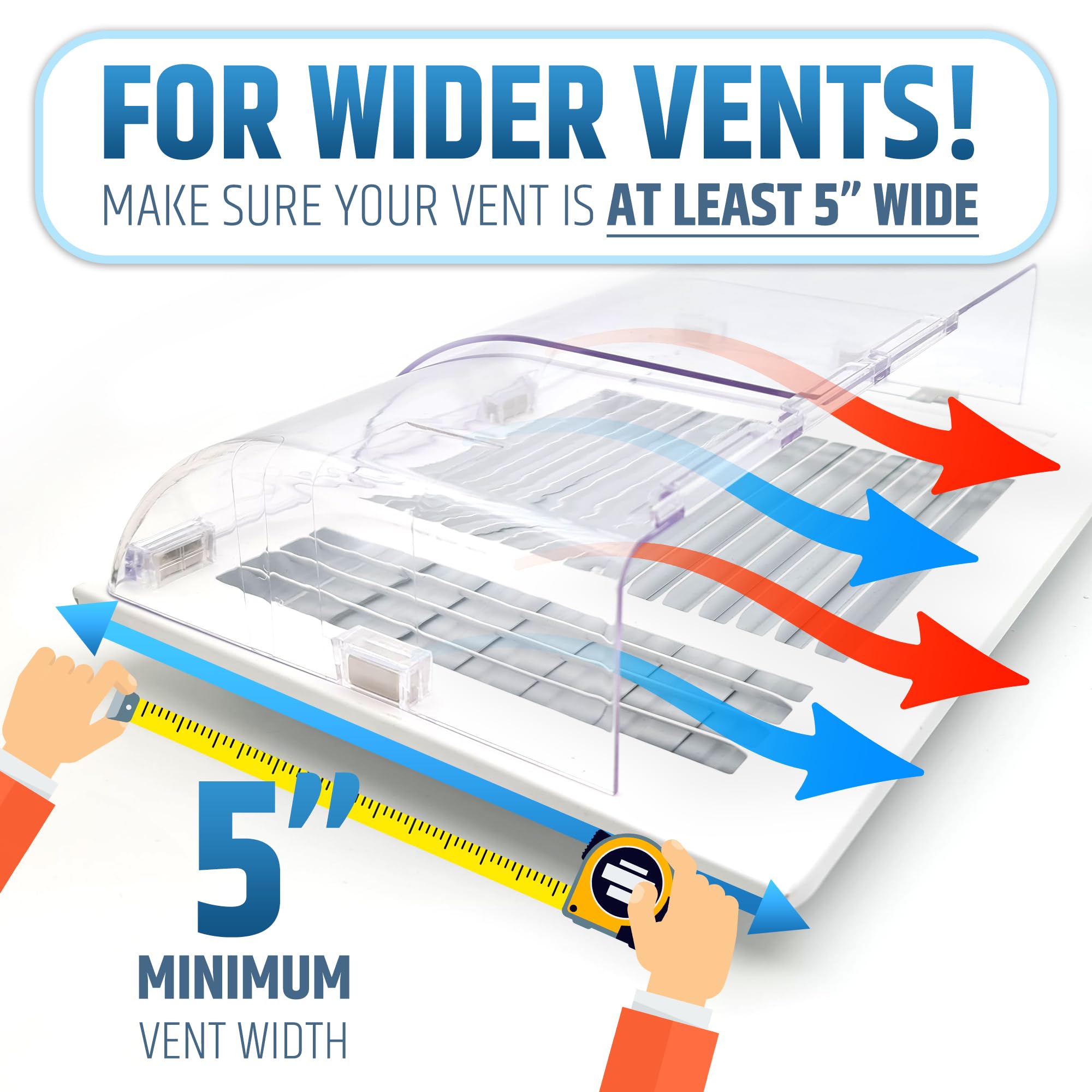 Larger (New Version) 7.5" Magnetic Vent Air & Heat Deflector (2 Pack) for Ceiling, Floor & Wall - Will Never Fall Off - Adjustable from 9.2” - 16” - Super Strong Neodymium Magnets Upgraded Design - 4