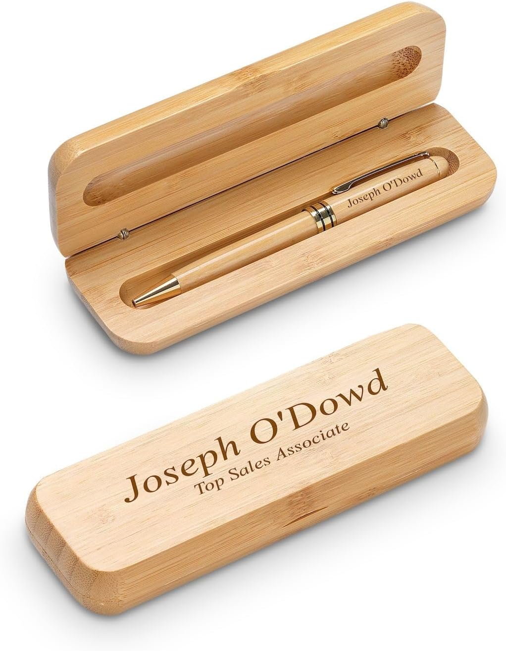 Executive Gift Shoppe | Personalized Bamboo Wood Pen & Case Set with Custom Engraving