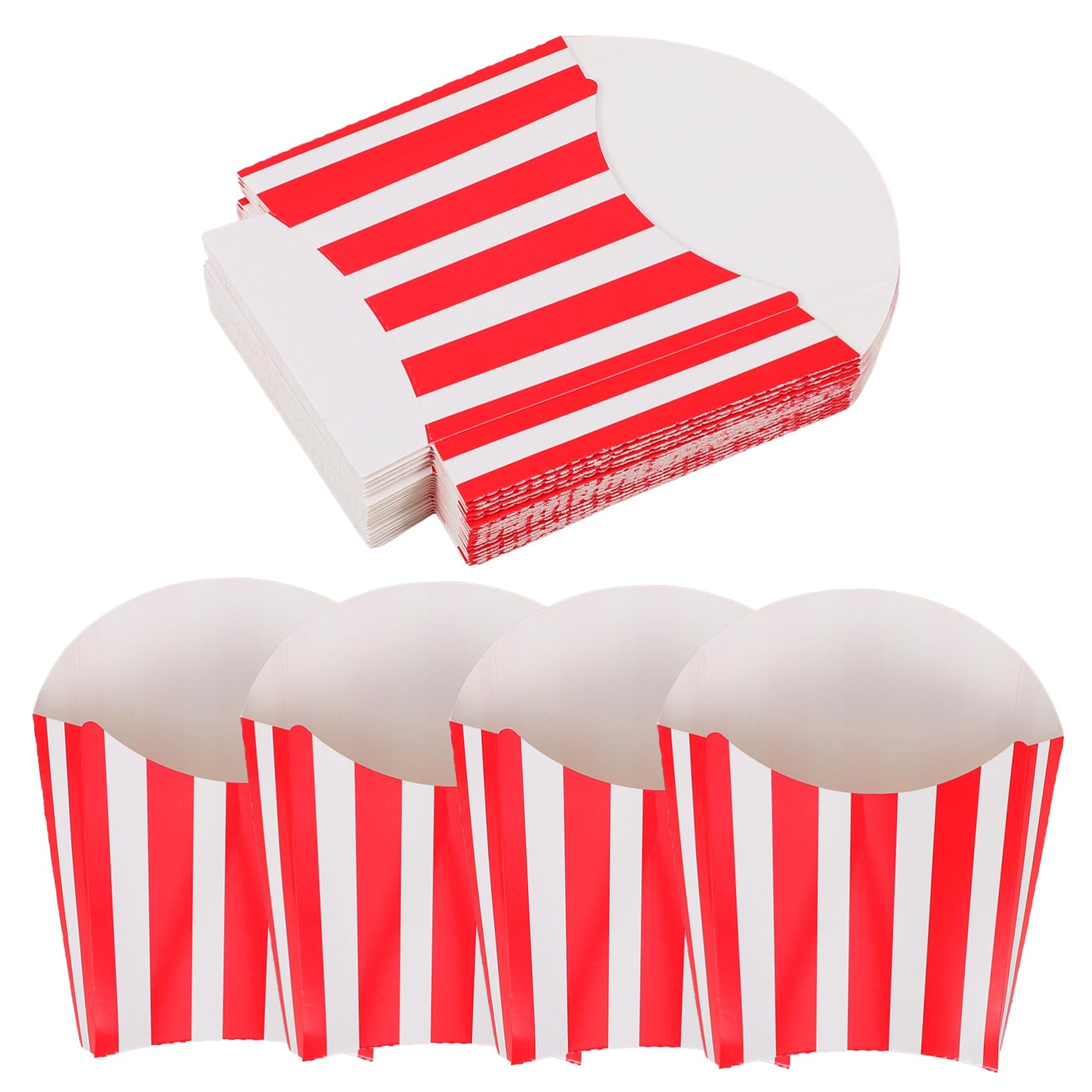 ABOOFAN 200pezzi Scatole Popcorn e Snack Per Feste Contenitori Per Fritte e Dolci Per Compleanni Matrimonio e Serate Cinema Design Strisce Rosse