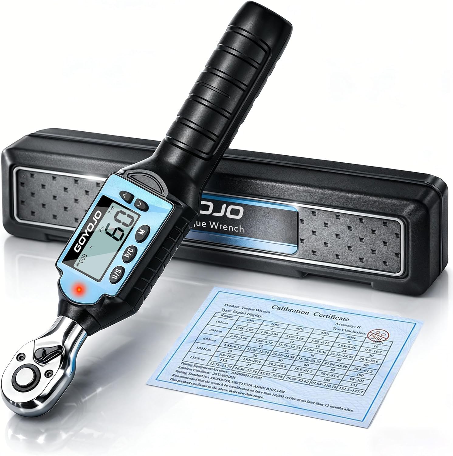 GOYOJO 3/8 Inch Digital Torque Wrench, 1.3–44 ft-lbs/1.8–60 N.m
