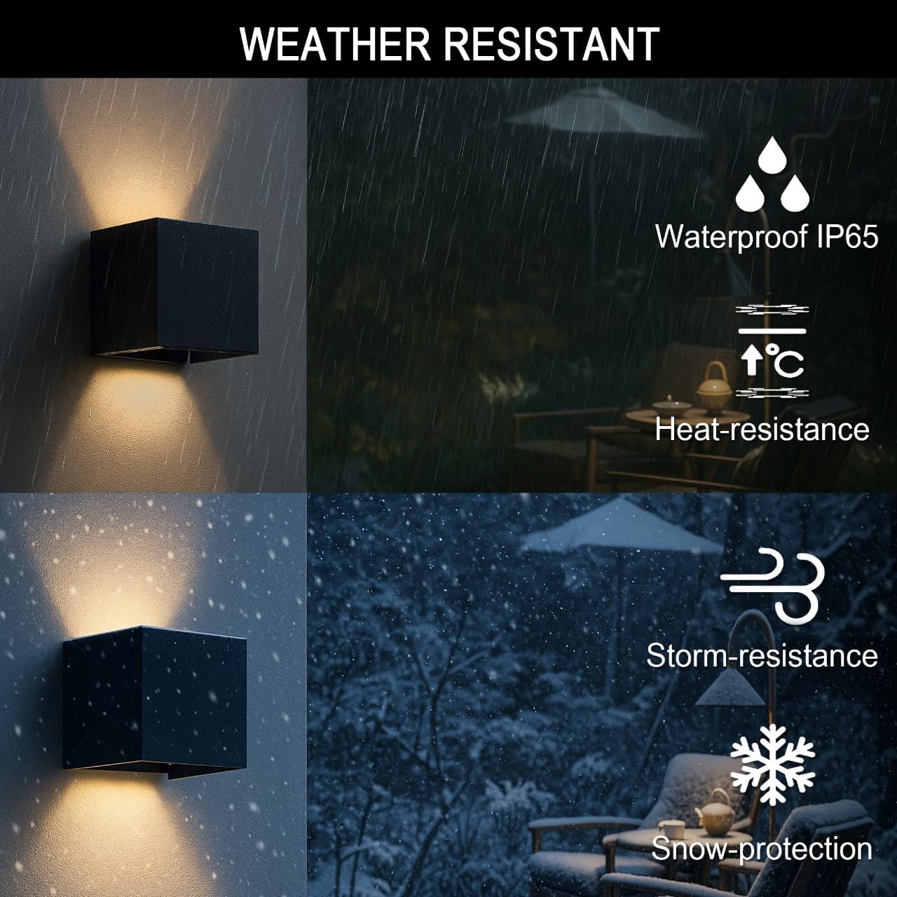 Led Wall Sconce Light, Modern Outdoor Lights for House, Led Wall Lights for Bedroom, 20W Adjustable Up&Down Lighting/Waterproof Matt Black Aluminium/ 3000K,1-Pack