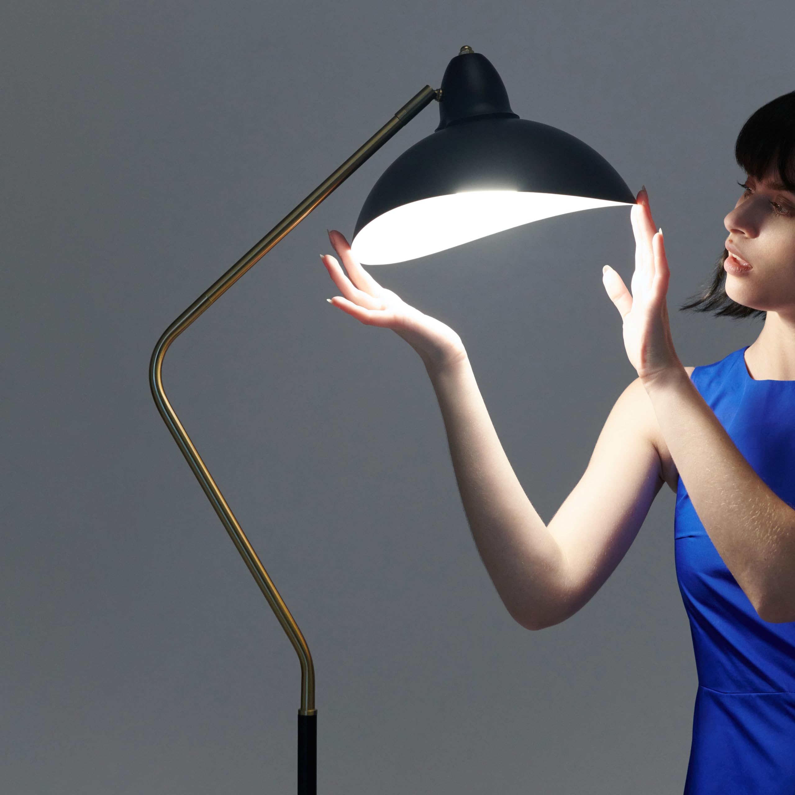 Brightech Swoop 69 in. Classic Black Industrial 1-Light Adjustable