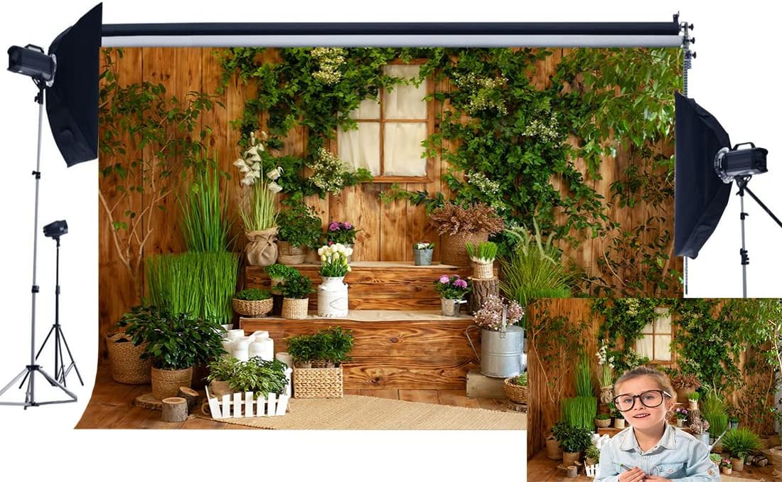 Haosphoto 7X5FT Wedding Backdrop for Photography Interior Wedding Decoration Spring Garden Floral Greenery Wood Floor Background for Easter Birthday Bridal Shower Anniversary Photo Studio Prop HS335 - Image 4