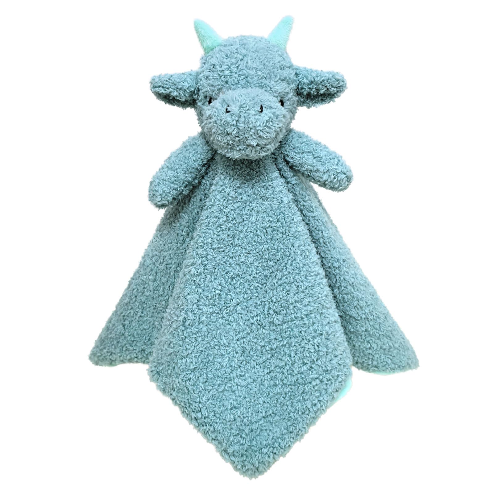 Baby Cyan Dragon Soft Stuffed Animal Security Blanket, Plush Dinosaur Character Lovey Blanket, Baby Shower/Nursery Gift, Newborn Infant Toddler Snuggle Blankie for Boys Girls, 18 Inches