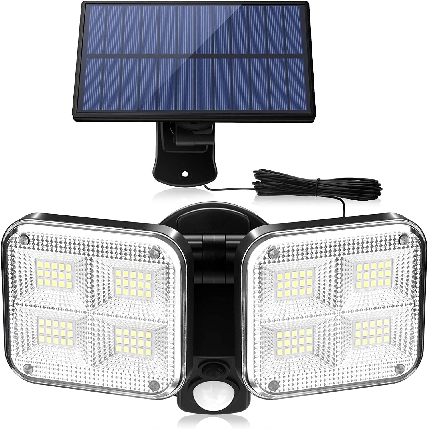 RAMNATH Solar Lights With Motion Sensor 120 LED Spotlight for Outdoor Use - 270° Super Bright IP65 Waterproof 3 Modes Wall Light With Cable for Home, Garden