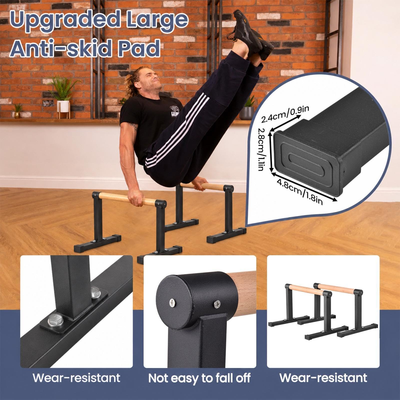 Parallettes Calisthenics Holz Rutschfeste Liegestützgriff bis 200kg Dip Bar