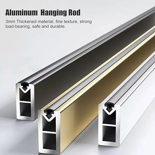 Miniatura 3 de Organizador de ropa extraíble montado en la pared, kit de sistema de barras de armario, poste duradero para colgar de metal con soporte final,