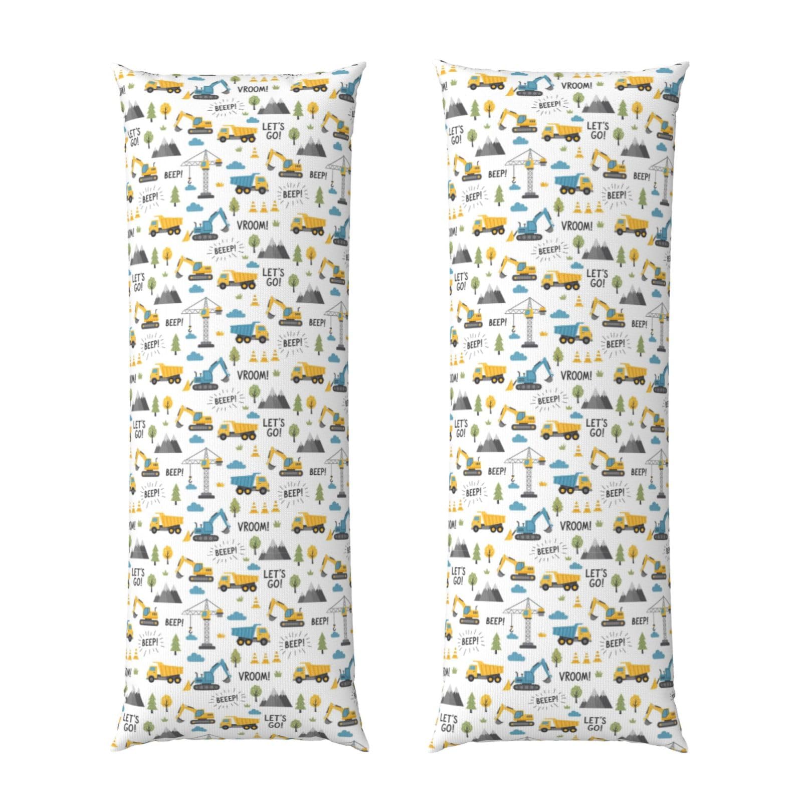 Body Pillow Cover 20x54 Inch, Cute Cars Truck Tractor Excavator, Luxury Cozy Long Pillowcase with Zipper, Softffy Rectangular Case for Couch Bed Home Hotel
