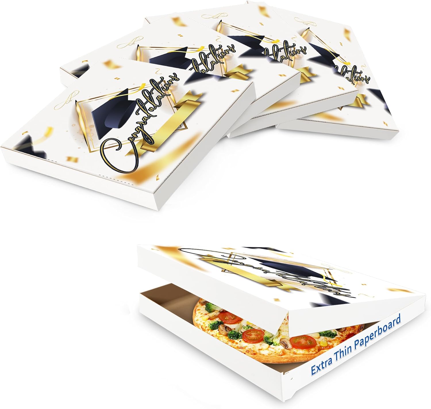 MT Products Graduation Printed Pizza Boxes 12" x 12 x 1.9