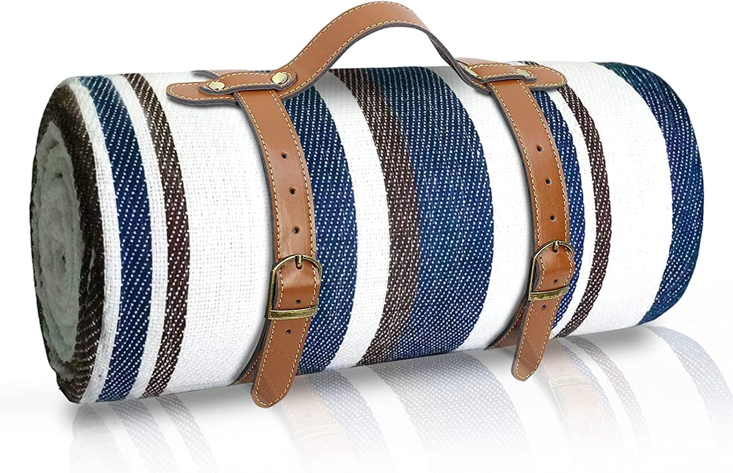 Portable Extra Large Picnic Blanket 200 x 200 cm Camping Mat, Waterproof & Sandproof Foldable 3-Layer Outdoor Blanket for 6 to 8 Adults, for Camping, Park, Beach, Grass, Indoors (Mocha blue)