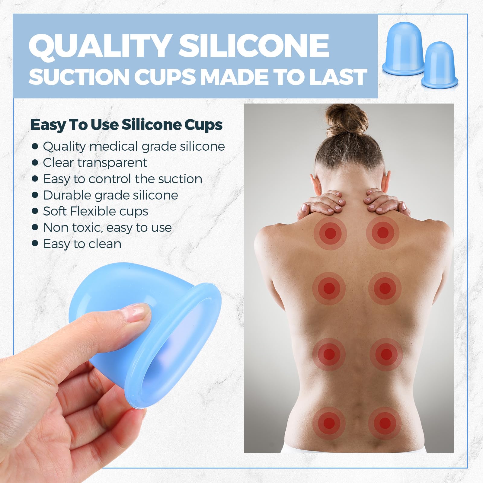 TrelaCo Set di coppettazione in silicone anticellulite, 12 pezzi, 2 dimensioni, per terapia di massaggio, terapia a coppettazione, ventose, per alleviare l'artrite, riduzione del dolore, uso domestico
