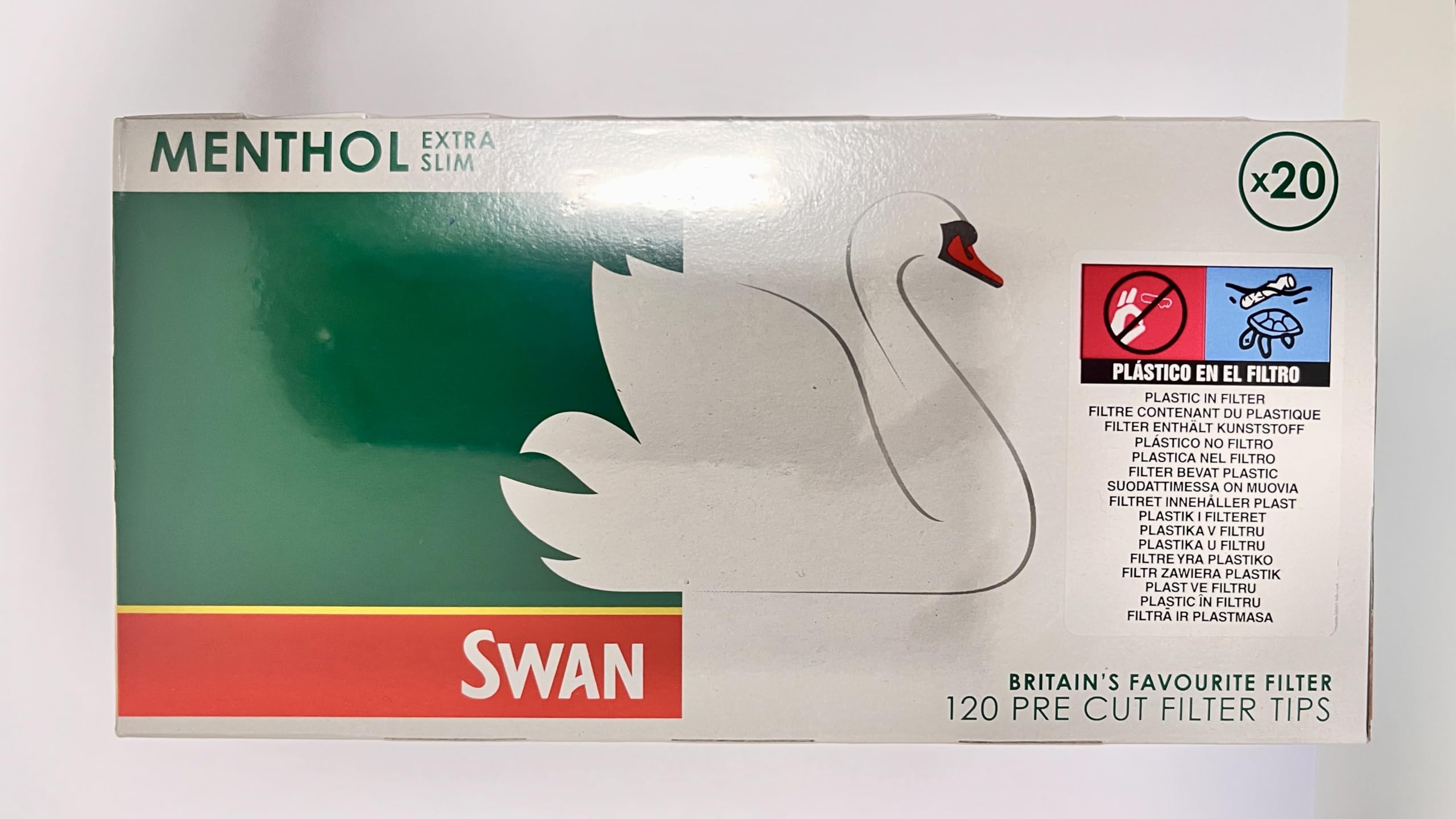 SWAN Menthol extra Slim Filter, 6mm Durchmesser, 120 Filter Tips pro Packung 4 Boxen (80 Packungen)