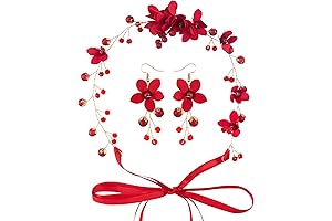 Poinsettia Pearl Crown Bridal Hair Band Set for Women