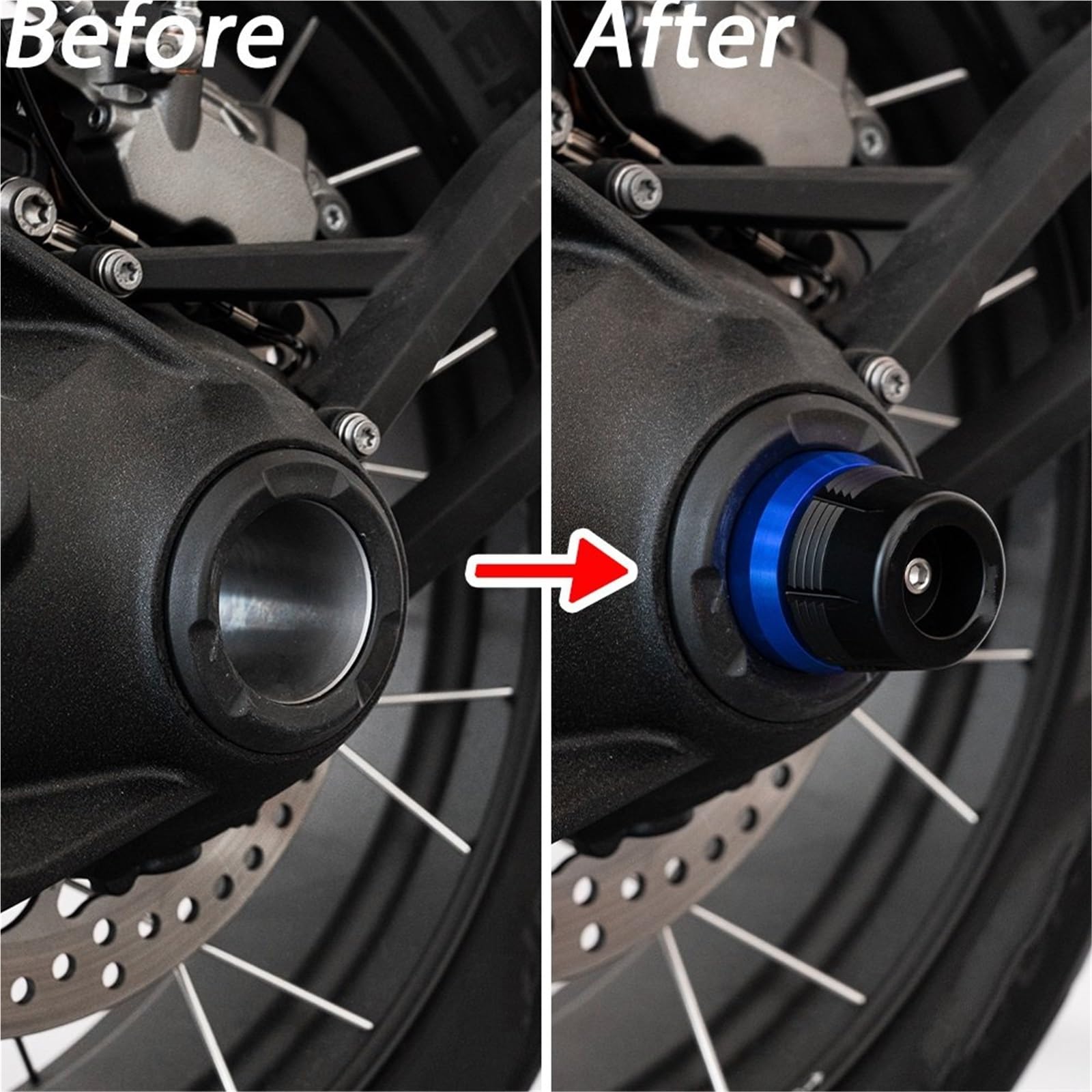 Compatible con Bmw R1200GS ADVENTURE R 1200GS ADV Gs 1200, Protector contra choques de eje deslizante de horquilla de rueda delantera y trasera de motocicleta(Front Rear-Red)