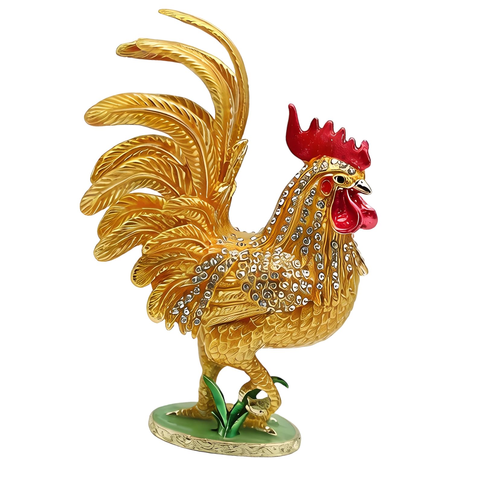 Zxfdsfdbnm Enameled Crafted Rooster Showpiece Stylish Metal Container Trinket Box for Home Decors Accessories Enameled Coating Rooster Jewelry Box