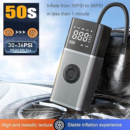 Miniatura 2 de Inflador de neumáticos, compresor de aire portátil inalámbrico, bomba de aire 5 veces más rápida para neumáticos de automóvil con batería de 7200
