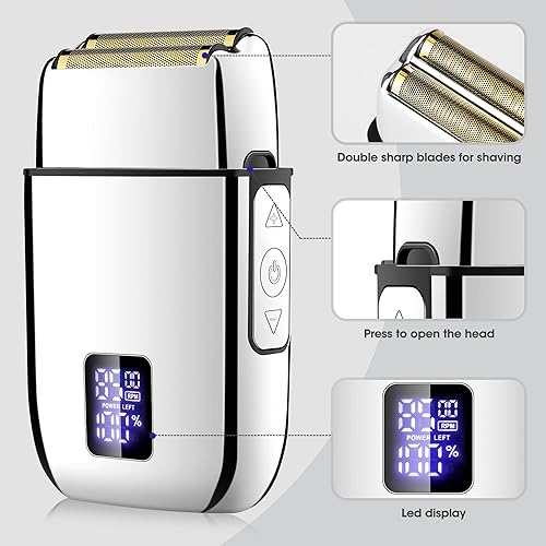 Miniatura 3 de Lanumi Maquinilla de afeitar eléctrica profesional para hombre, juego de 3 piezas, recortadora y recortadora de barba recargable, kit de peluquería