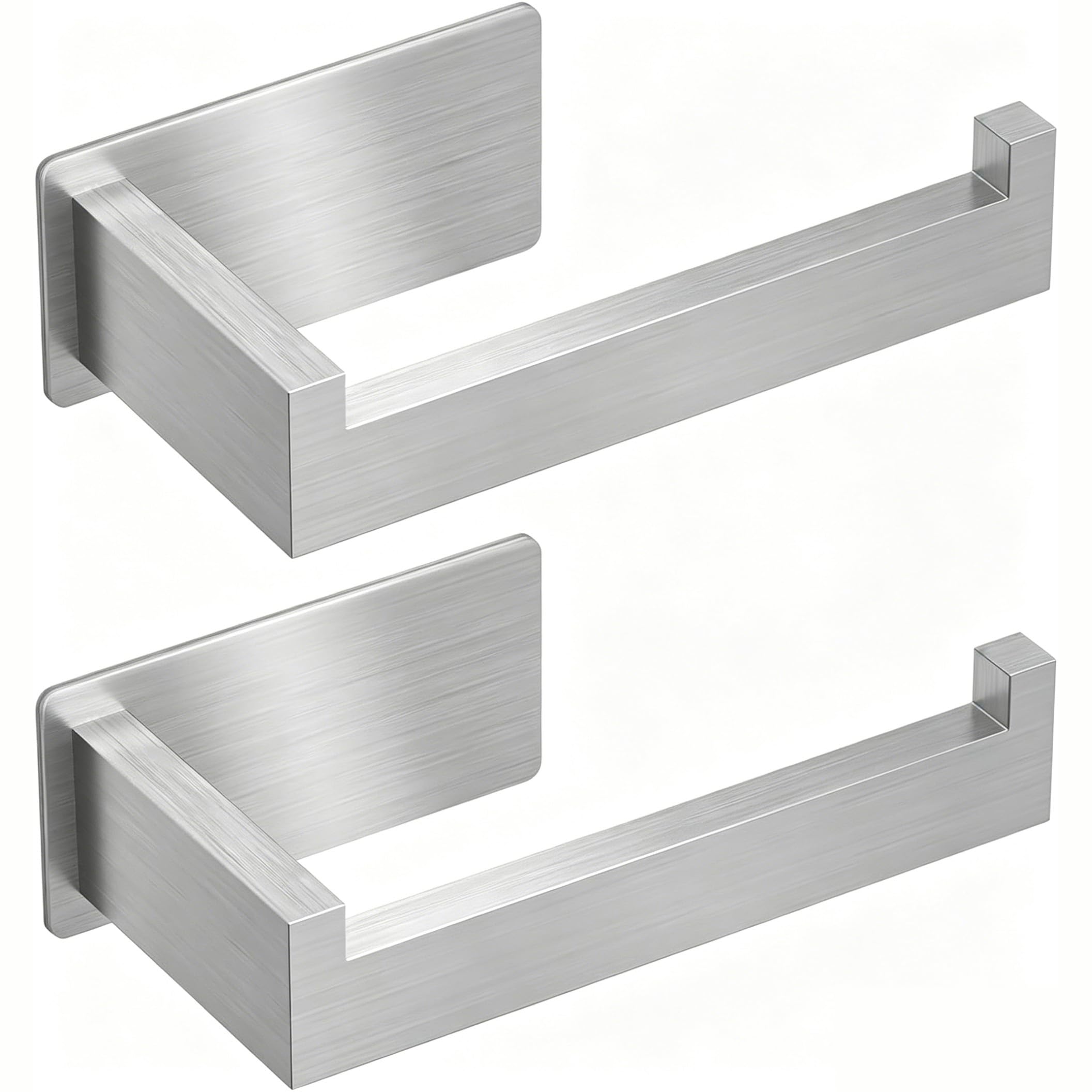 Auxmir Porta Carta Igienica 2 Pz Acciaio Inox 304, Portarotolo Carta Igienica Adesivo, Antiruggine, Senza Foratura per Bagno, Toilette, Argento