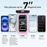 Vista 4 de JOTO Funda universal impermeable de hasta 7 pulgadas para iPhone 17 Air 16 15 14 13 12 11 Plus Pro Max, IPX8 bolsa seca para teléfono celular XR X