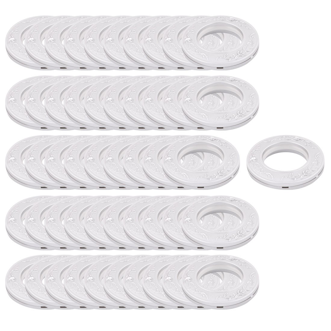 Ruilogod Plastica Home Drapery Anelli per tende A Gommini 39mm Diagramma interno 50 PCS Tono d'argento