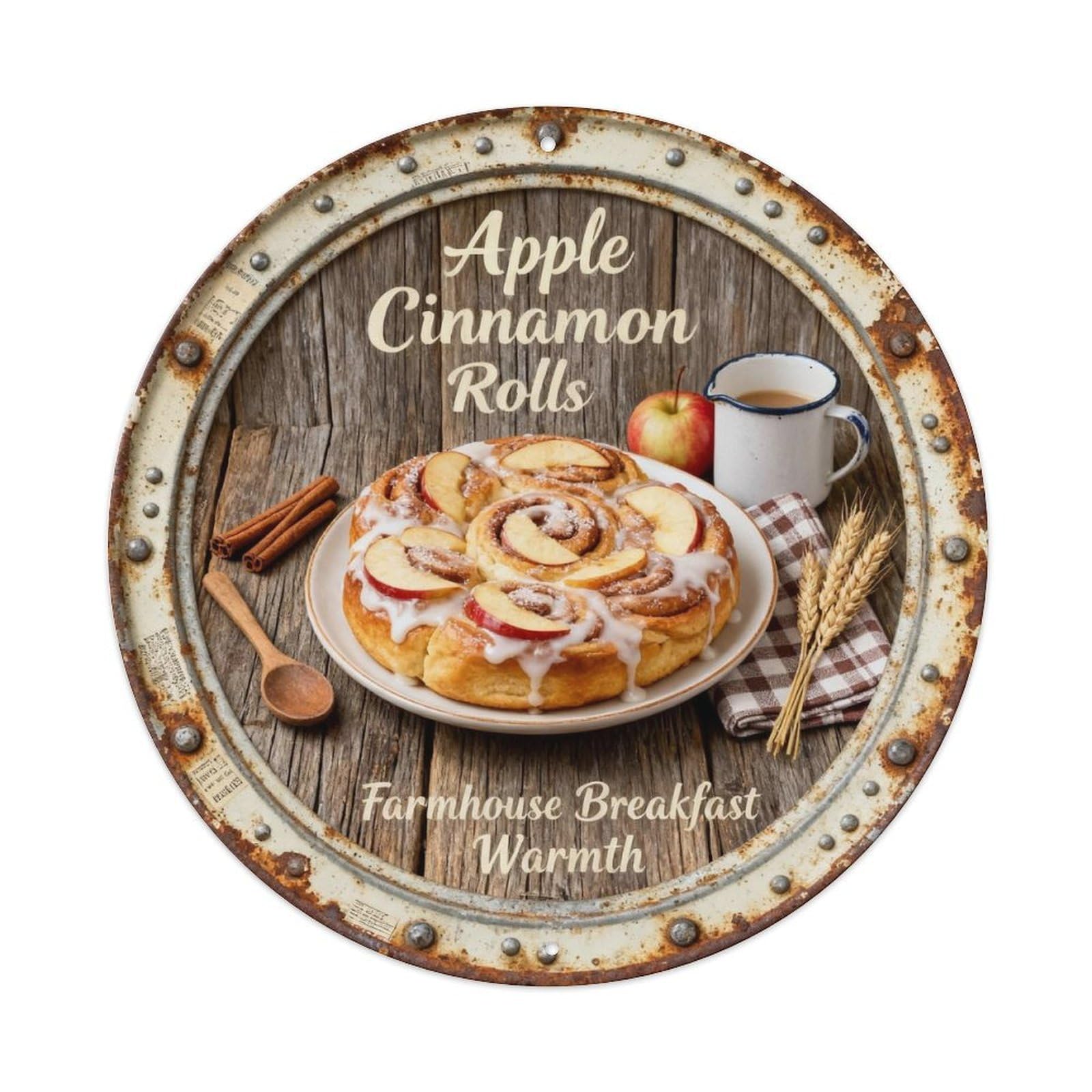 Apple Cinnamon Rolls Metal Tin Sign Plaque