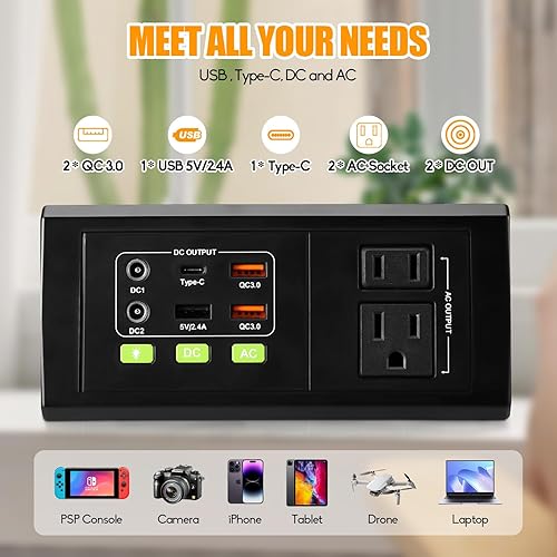 Miniatura 4 de Banco de energía portátil con salida de CA, banco de energía portátil de 24000 mAh, con salida de CA de 127 W110 V, compatible con teléfonos