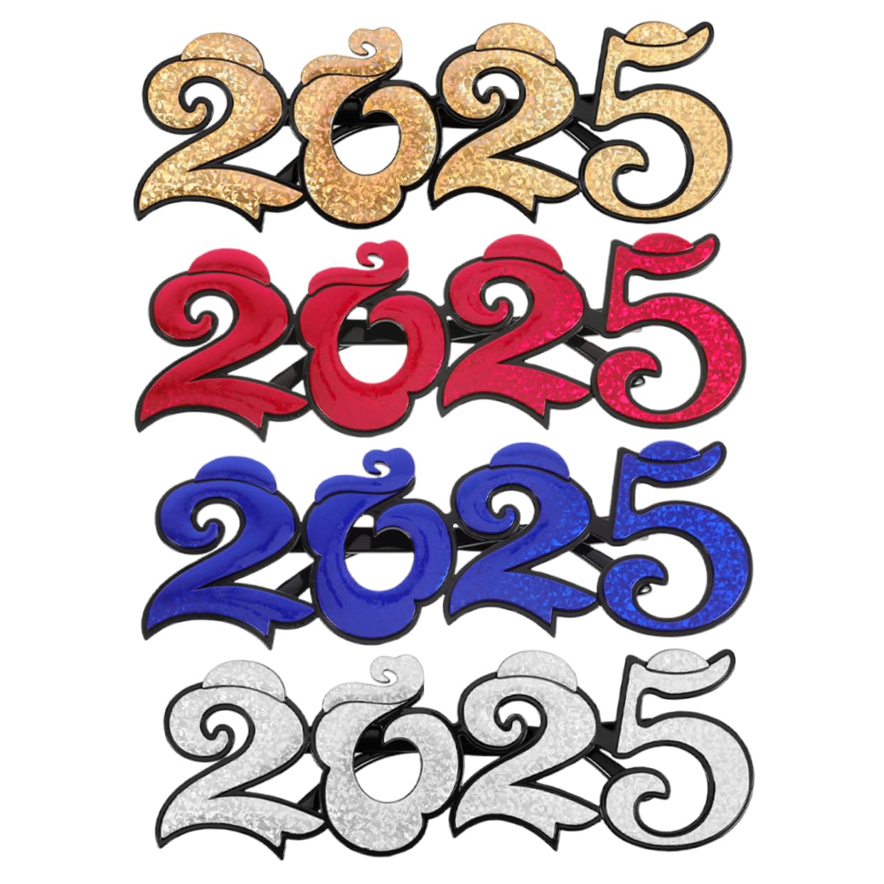 Alipis 4pcs 2025 Year Digital Glasses Colorful Party Photo Props Star-Shape Decorations