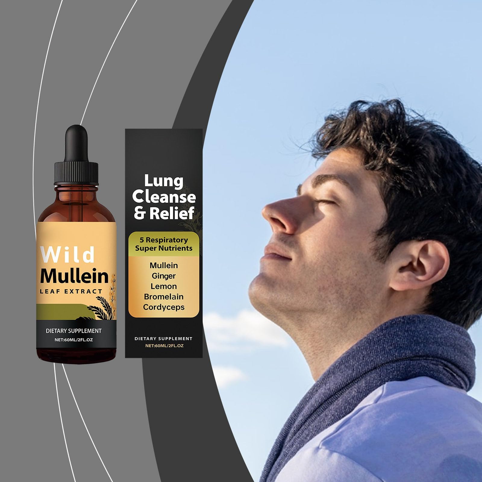 Gotas de extracto de hoja de gordolobo para limpieza pulmonar, gotas para limpieza y desintoxicación pulmonar, rápida absorción para hombres y mujeres