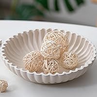 Hanobe Large Resin Decorative Bowl - Scalloped Ruffle Edge Fruit Bowl, Key Tray for Kitchen Counter, Entryway, Coffee Table (9.44")