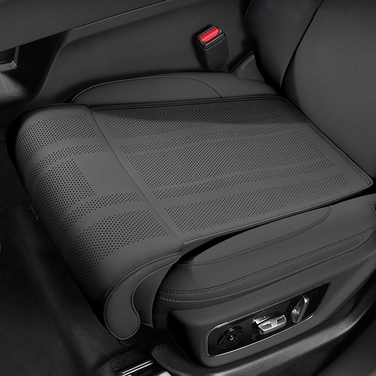 Car Seat Extender Leg Support for Accord 2025 2026, Ergonomic Thigh Support Pillow for Driving PU Leather Auto Extension Cushion Mat Pad Leg Rest,B/Black