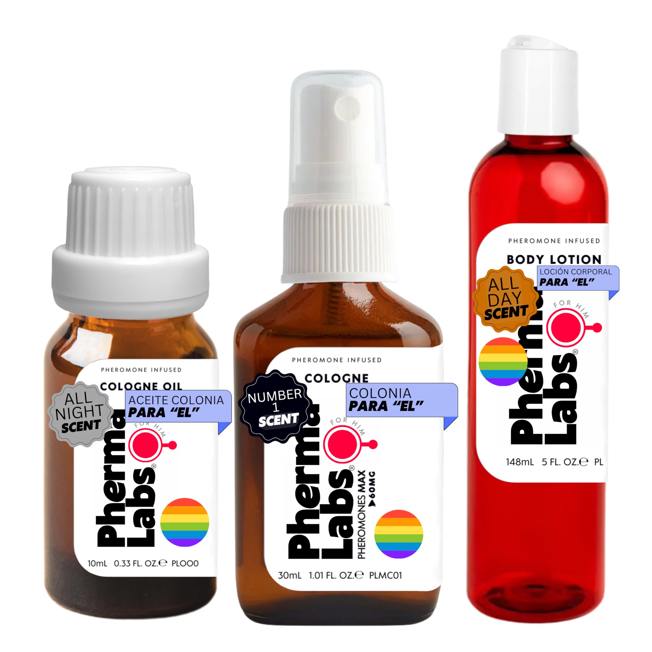 PHERMALABS Gay Set de Regalo Feromonas Colonia Bundle: Colonia, Aceite Corporal y Loción Corporal (3 artículos) - para él [atraer hombres]