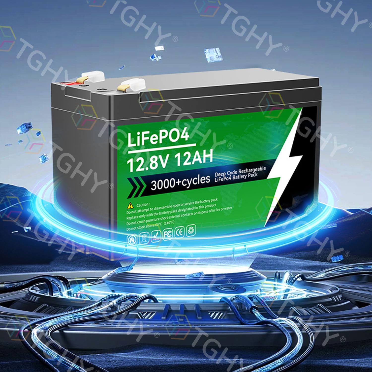 TGHY Batteria LiFePO4 12V 6AH 12AH 18AH 24AH 30AH Batteria al Litio 12 Volt per Camper, roulotte, Nautica, Barra Luminosa a LED, Campeggio all'aperto, ecoscandaglio,12v 12ah