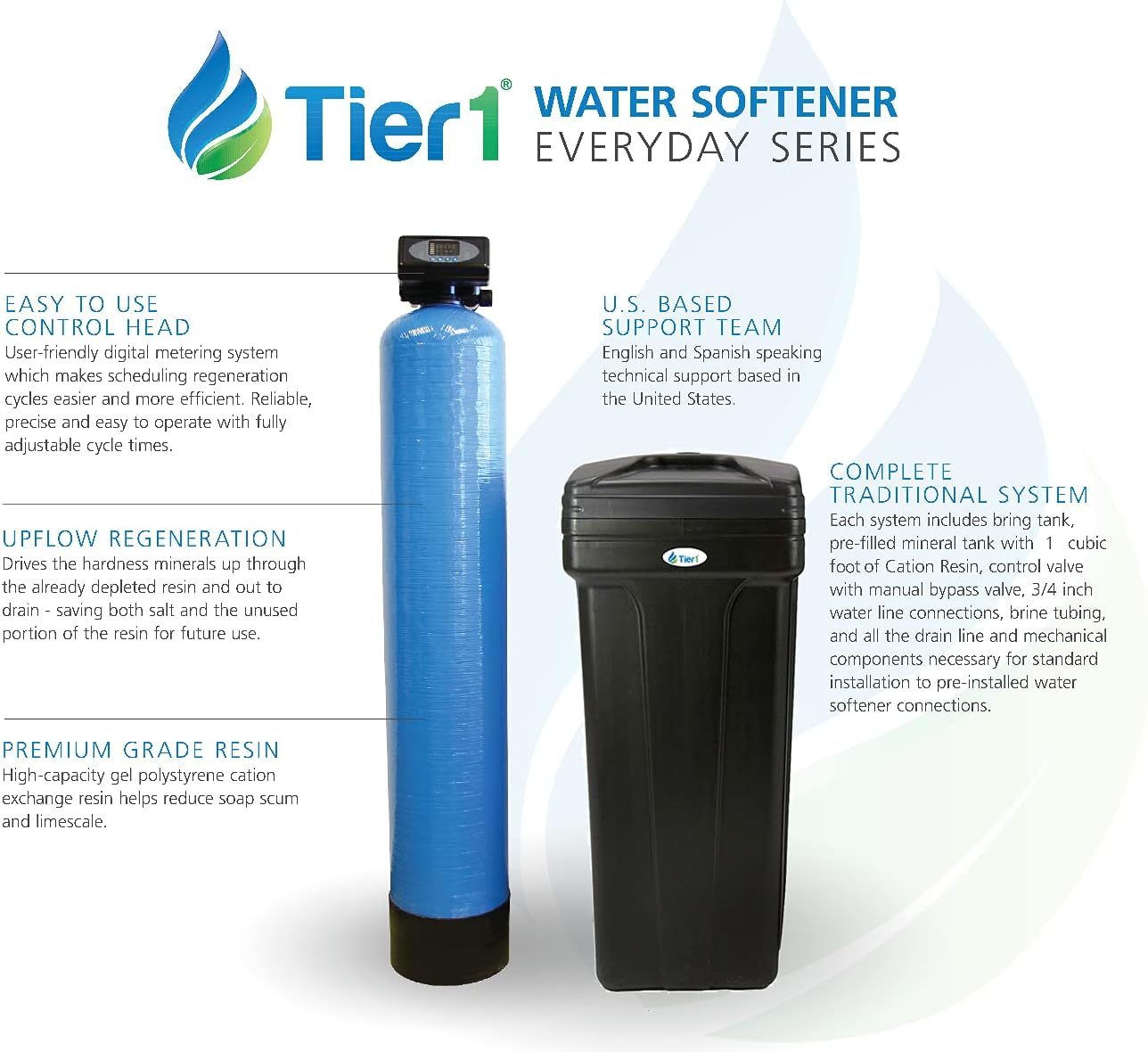 Tier1 Everyday Series 32,000 Grain High-Efficiency Digital Water Softener - - 