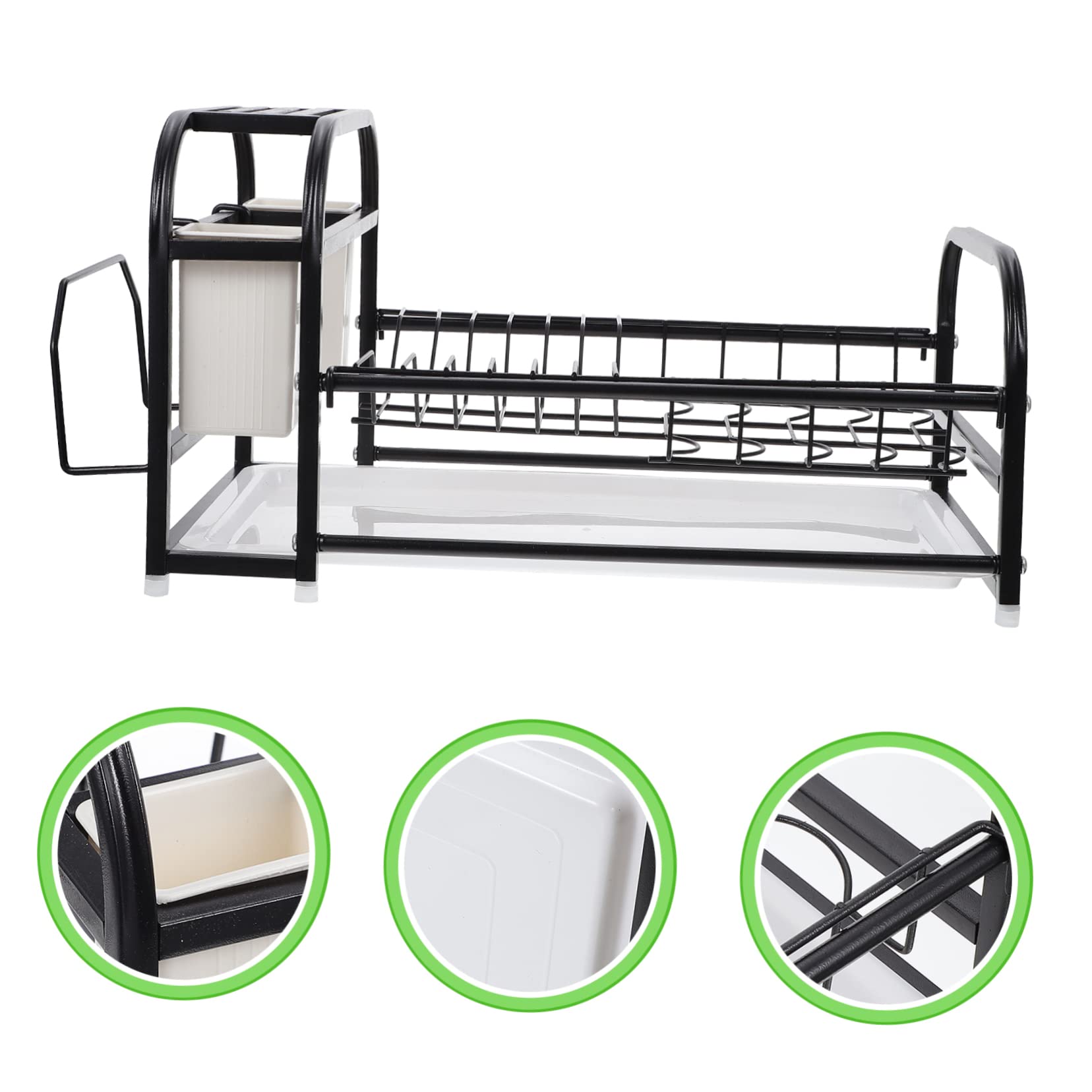Alipis Égouttoir à Vaisselle Gain de Place Cuisine Support de Rangement Pratique en Acier Inoxydable Noir pour Bols, Assiettes et Baguettes